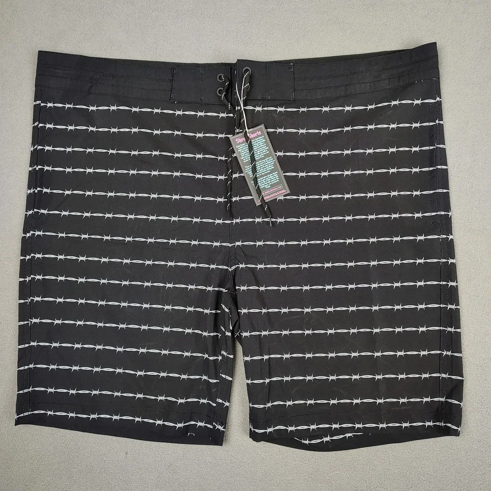 Rebel Reaper Board Shorts Swim Trunks Men 2XL Black Barb Wire Tattoo 8